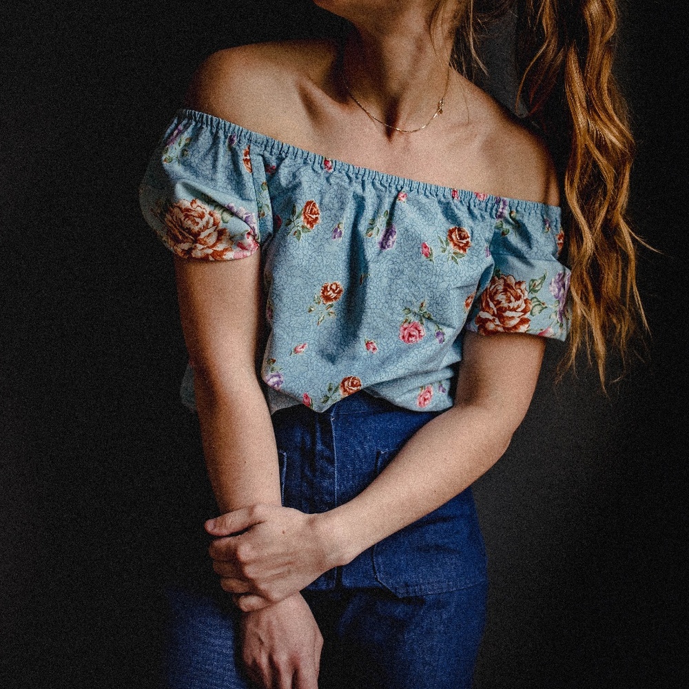 Vintage Flowered 1960's-1970's Peasant Blouse